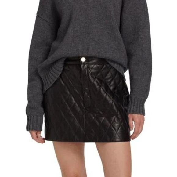 FRAME Quilted Lamb Leather Miniskirt XL - Picture 1 of 14